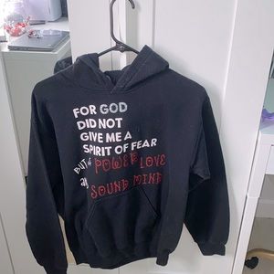Homemade hoodie! Black,white, and red vinyl letters! ✝️